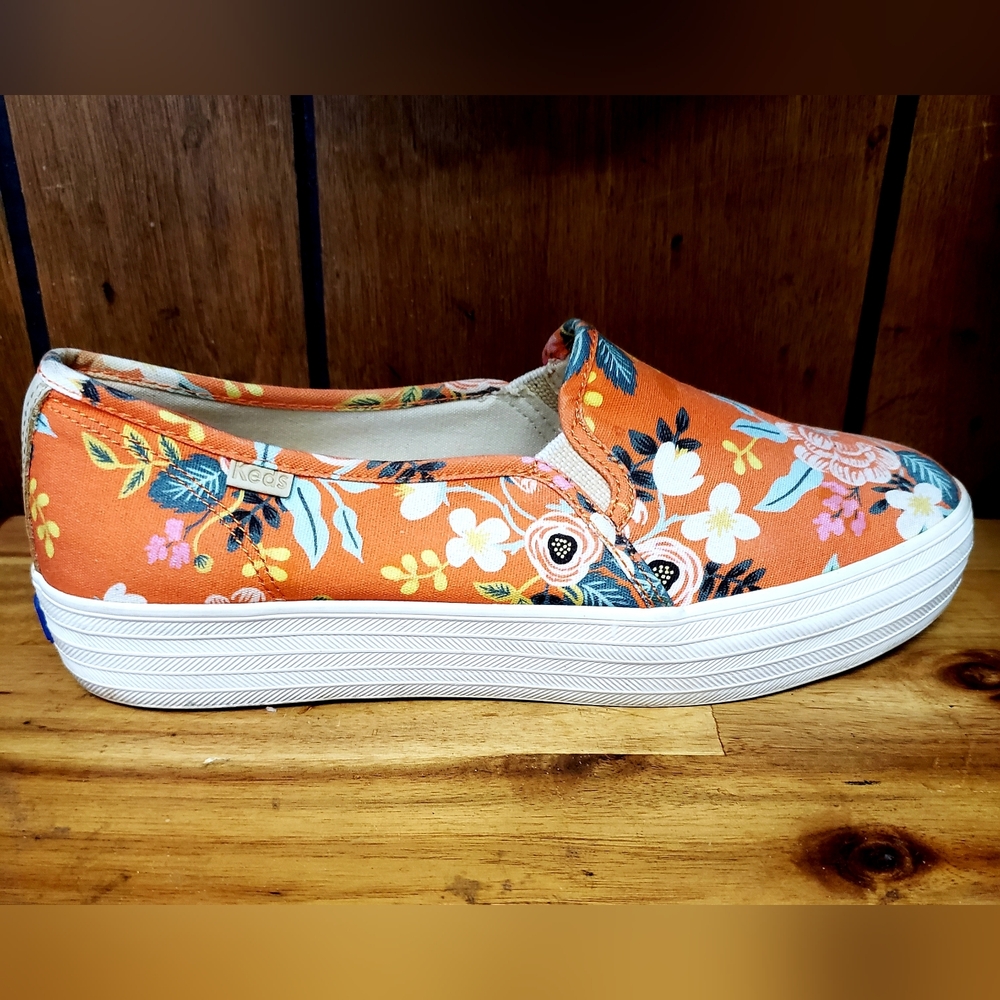 Keds X Rifle Paper Co Orange Floral Slip-On Sneakers